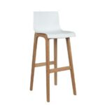 Plastic Bar Stool with Wooden Leg