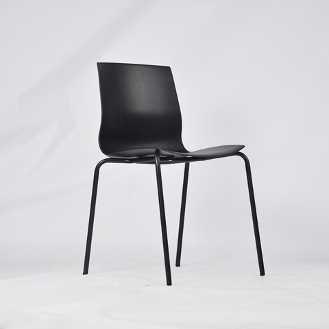 Colourful Plastic Dining Chair with Metal Base