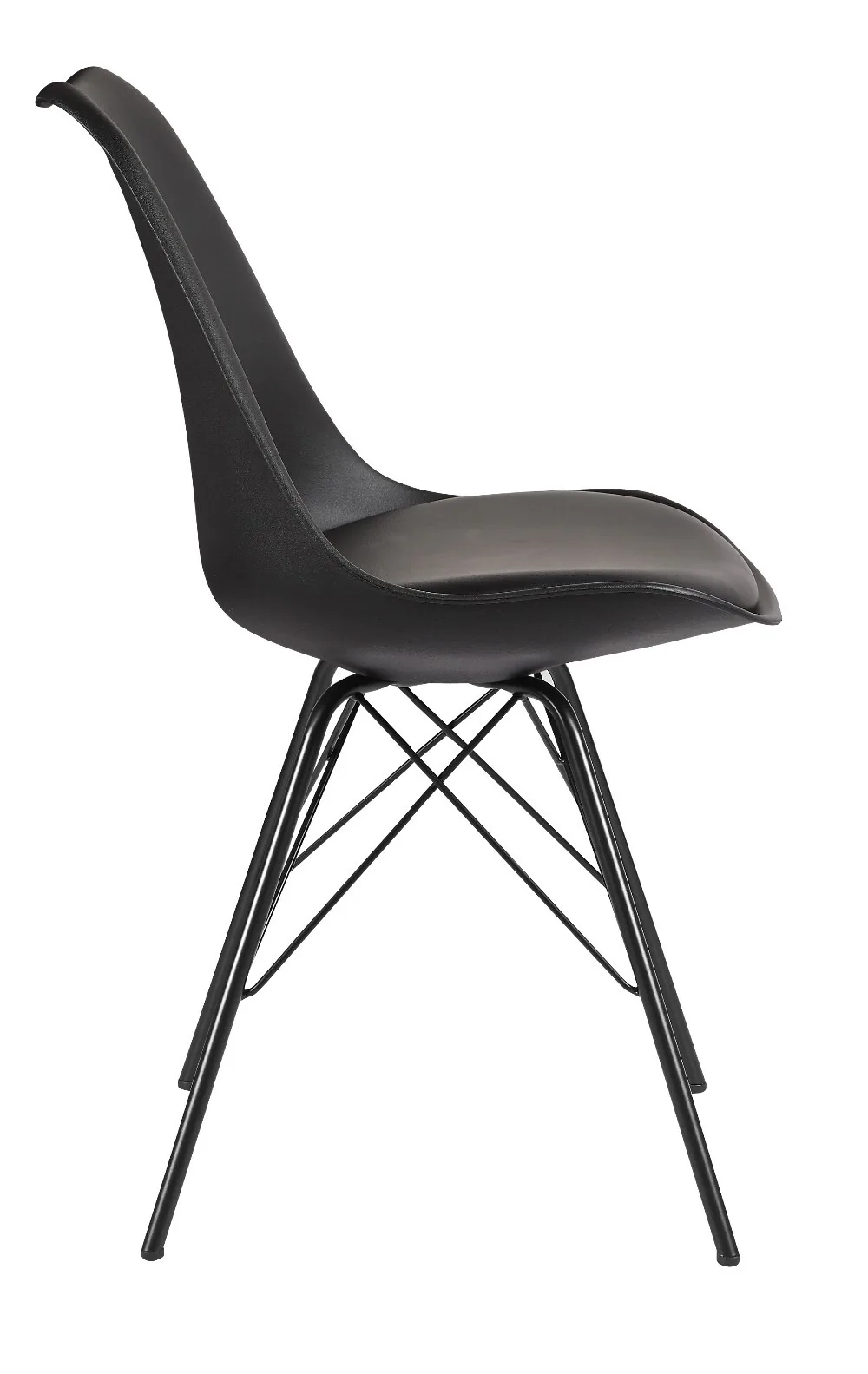 Black Plastic Dining Chair with Wire Base