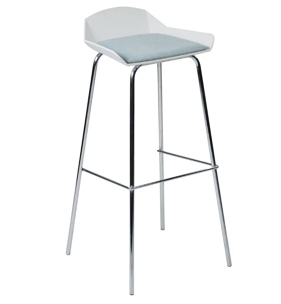 White Plastic Bar Stool with Metal Legs