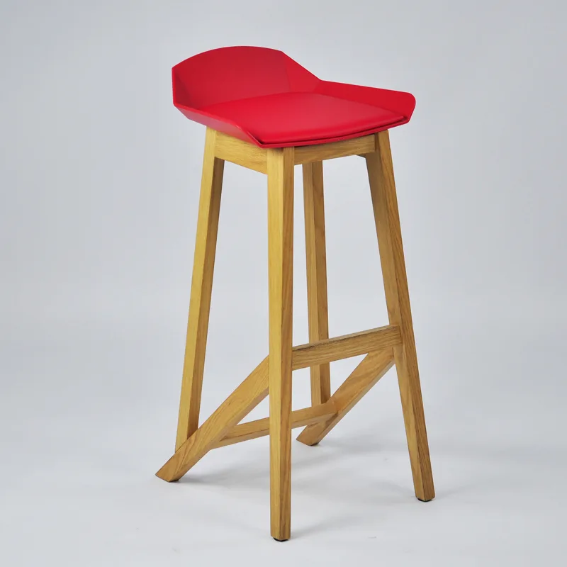 Plastic Bar Stool with Wood Legs
