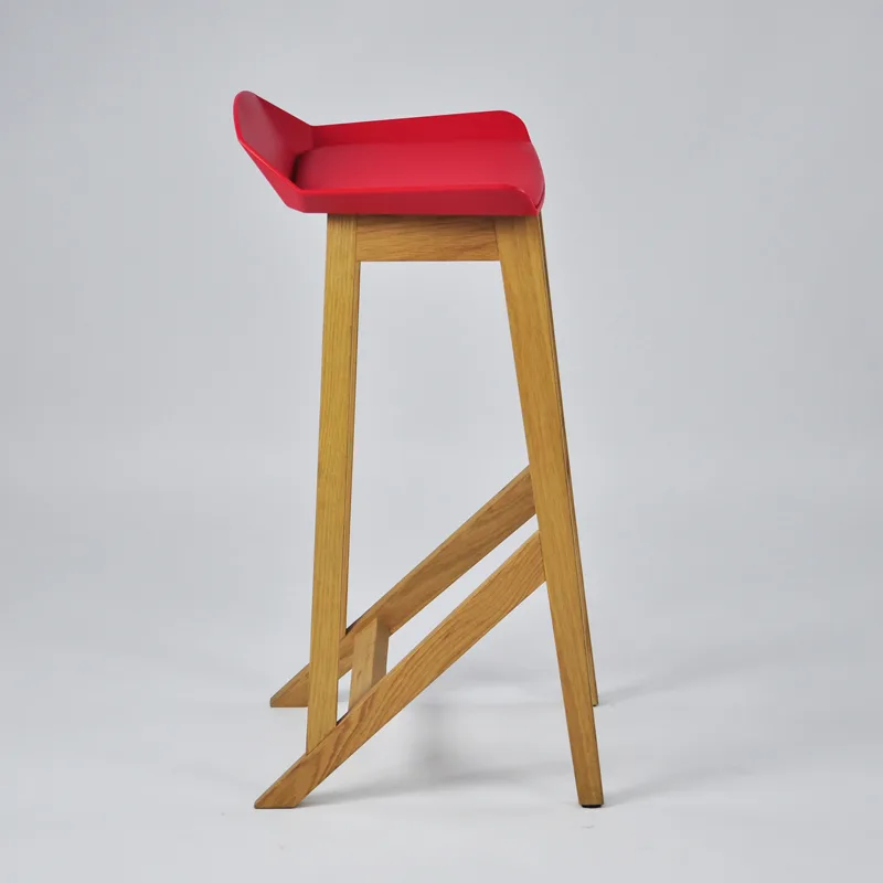 Plastic Bar Stool with Wood Legs