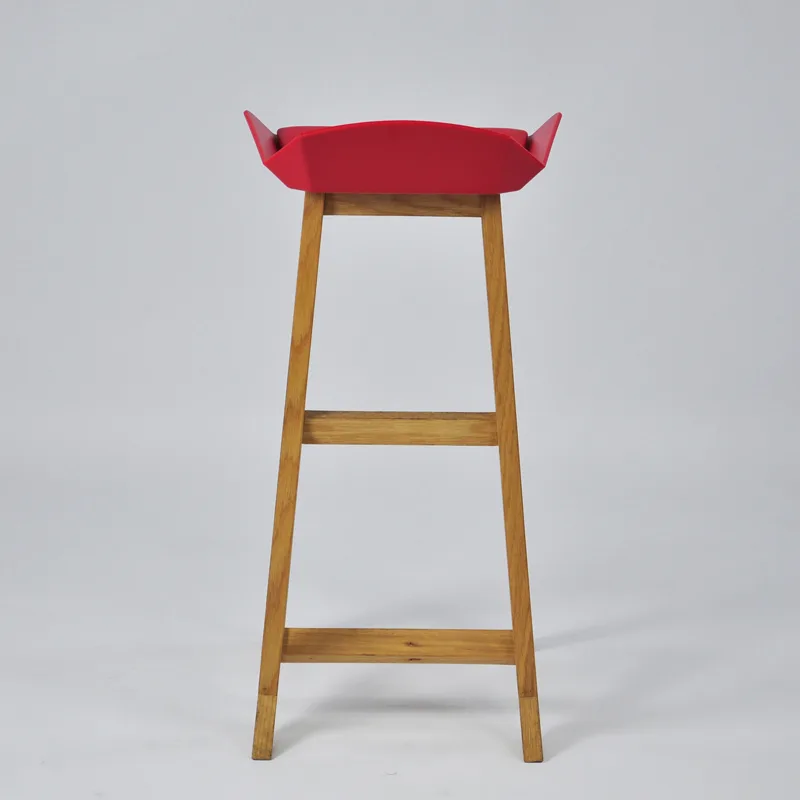 Plastic Bar Stool with Wood Legs