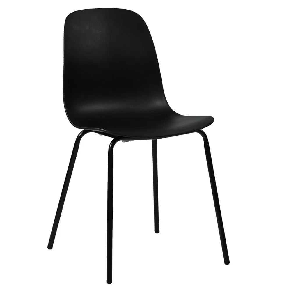 Black Plastic Dining Chair with Metal Frame