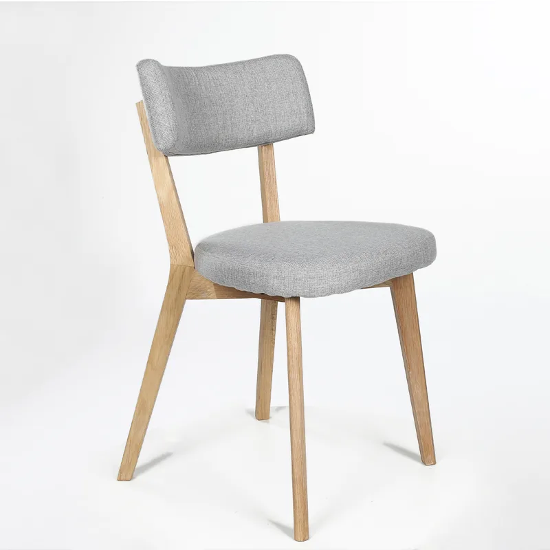 Grey Fabric Dining Chair with Wood Base