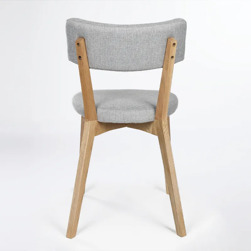 Grey Fabric Dining Chair with Wood Base